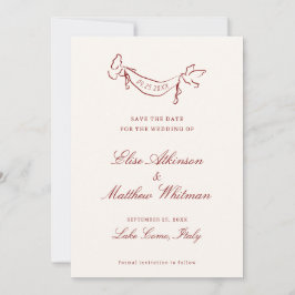 Rode geïllustreerde whimische bruiloft save the date