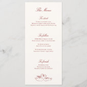 Rode Geïllustreerde Zwanen Whimsical Huwelijksmenu Menu (Voorkant)