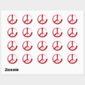 Rode, geïsoleerde creatieve vredesnaam ronde sticker (Vel)