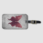 Rode gejuwelde vlinder bagagelabel (Voorkant (horizontaal))