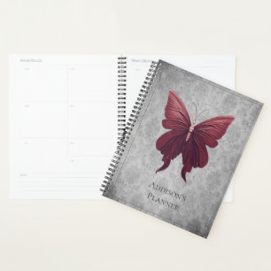 Rode gejuwelde vlinder planner