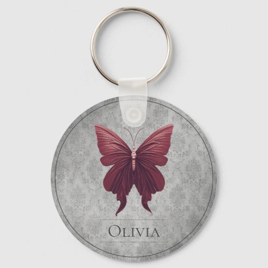 Rode gejuwelde vlinder sleutelhanger (Voorkant)