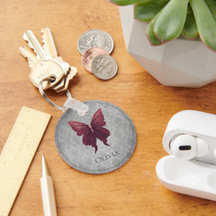 Rode gejuwelde vlinder sleutelhanger