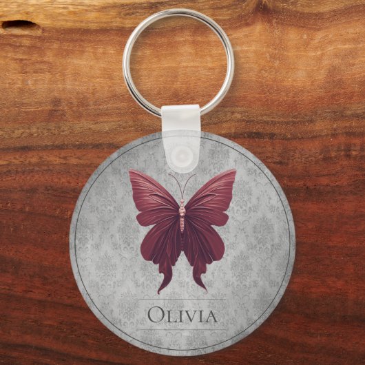 Rode gejuwelde vlinder sleutelhanger (Voorkant)