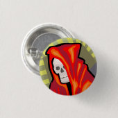 Rode Gekapte Grim Reaper Ronde Button 3,2 Cm (Voorkant /achterkant)