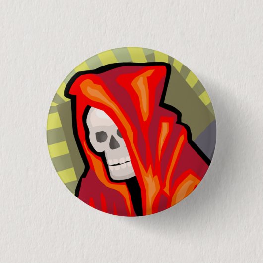 Rode Gekapte Grim Reaper Ronde Button 3,2 Cm (Voorkant)