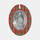 Rode Geklede Kinderen Foto Persoonlijke Kerstmis Metalen Ornament (Voorkant links)