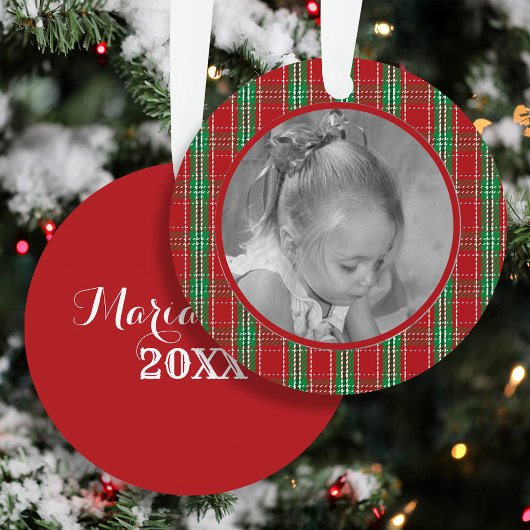 Rode Geklede Kinderen Foto Persoonlijke Kerstmis Metalen Ornament