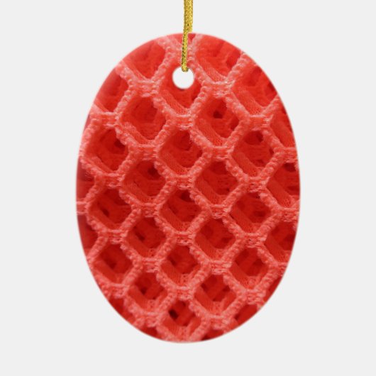 Rode gekleurde haakjes keramisch ornament (Voorkant)