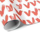 Rode gekleurde harten patroon op wit cadeaupapier (Rol Hoek)