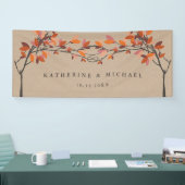Rode Geknoopte Liefdesbomen Op Kraft Herfst Bruilo Spandoek (Beurs)