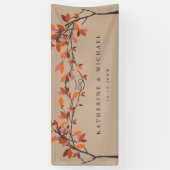 Rode Geknoopte Liefdesbomen Op Kraft Herfst Bruilo Spandoek (Verticaal)