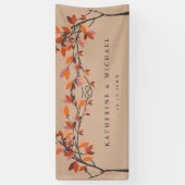 Rode geknoopte liefdesbomen op Kraft herfstbruilof Spandoek (Verticaal)