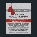 Rode gekorrede handschoenen, boxingsklasse-advert flyer<br><div class="desc">Rode gekorrede handschoenen,  de klasse van het boxen verdraagt brochures door de opslag van het Visitekaartje.</div>