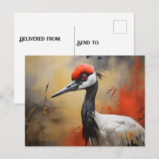 Rode gekroonde kraan close-up briefkaart (Voorkant / Achterkant)