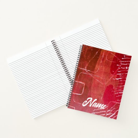 Rode, Gel Print Collage Spiraal Notebook Notitieboek (Binnen)