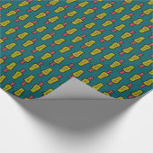 Rode, gele Abstracte stam op Blauwgroen verpakking Cadeaupapier (Hoek)