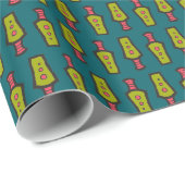 Rode, gele Abstracte stam op Blauwgroen verpakking Cadeaupapier (Rol Hoek)