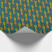 Rode, gele Abstracte stam op Blauwgroen verpakking Cadeaupapier (Hoek)