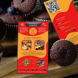 Rode Gele Bakkerij Merklogo QR Professioneel Visitekaartje