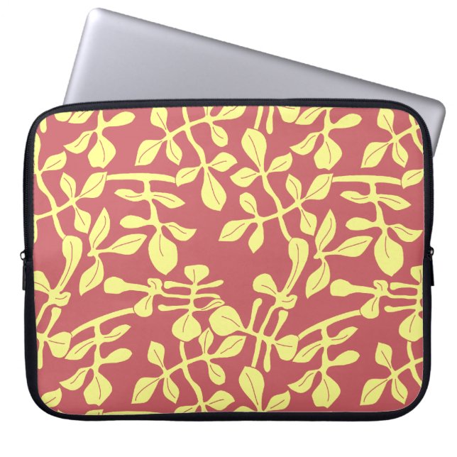 Rode & Gele Blad Design Laptop Neopreen Hoes (Voorkant)