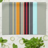 Rode gele blauwe grijs multicolortreerpatroon theedoek (Gevouwen)