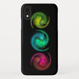 RODE GELE BLAUWE LICHTVORTEX Fractale Kunst, Zwart iPhone XR Hoesje