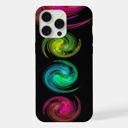 RODE GELE BLAUWE LICHTVORTEX Fractale Kunst, Zwart iPhone Hoesje (Achterkant)