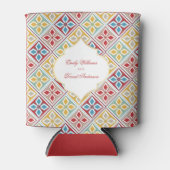 Rode Gele Blauwe Marokkaanse Tegels Patroon  Blikjeskoeler (Voorkant)