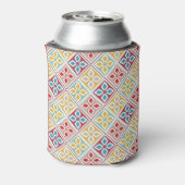 Rode Gele Blauwe Marokkaanse Tegels Patroon  Blikjeskoeler (Blikje Achterkant)