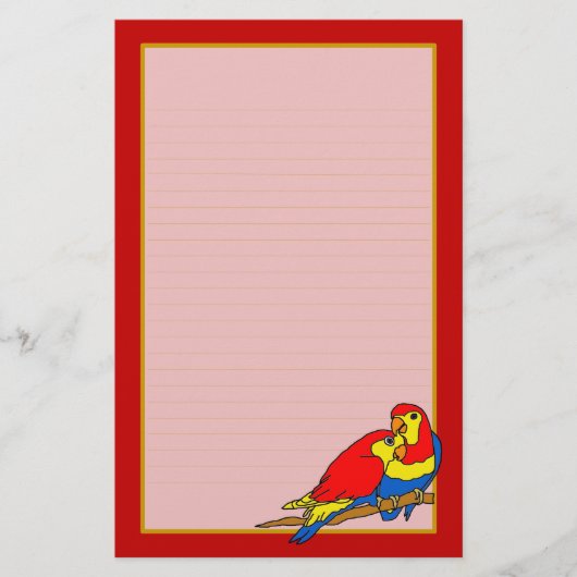Rode gele blauwe Tortelduifjes fijn geblindeerde b Briefpapier (Voorkant)
