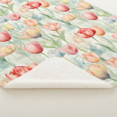 Rode Gele Blauwe Tulp Bloemen Sherpa Deken (3/4)