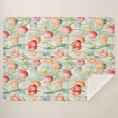 Rode Gele Blauwe Tulp Bloemen Sherpa Deken (Voorkant (horizontaal))