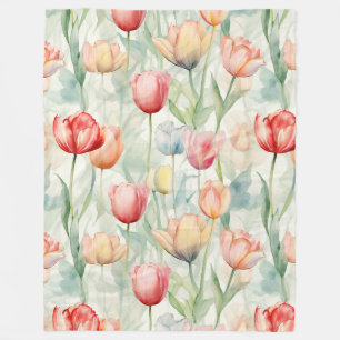 Rode Gele Blauwe Tulpenbloemen Fleece Deken