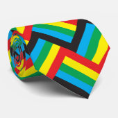 rode gele blauwe zwarte diagonalen stropdas (Opgerold)