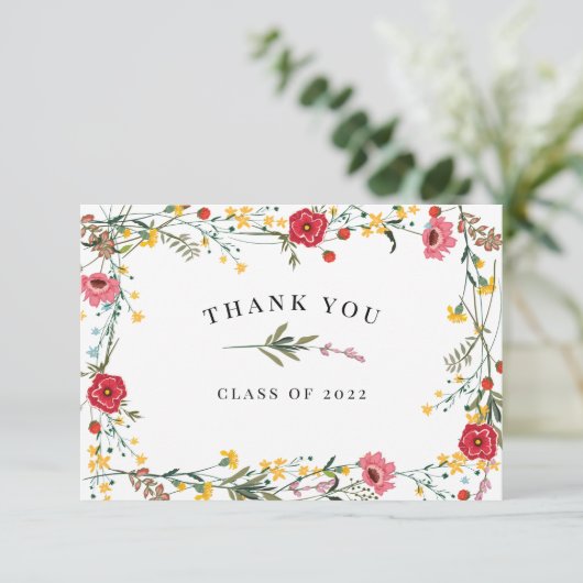 Rode gele bloem bedankkaart (Staand voorkant)