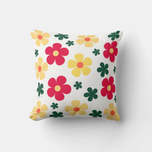 Rode gele bloem patroon ontwerp kussen
