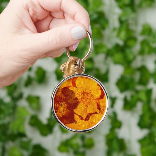 Rode gele bloem voor digitale grafische doeleinden sleutelhanger (Hand)