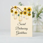 Rode gele bloemen in weckpot veiligheidsmaatregele informatiekaartje (Staand voorkant)