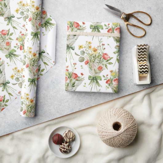 Rode Gele Bloemen Verjaardag Cadeaupapier (Crafts)