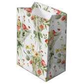 Rode Gele Bloemen Verjaardag Medium Cadeauzakje (Achterkant Gekanteld)