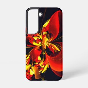 Rode Gele Bloemige Moderne Abstracte Kunstpatroon Samsung Galaxy Hoesje