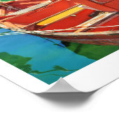 Rode Gele Boot Groene Zee Water Kleurrijke Poster (Hoek)