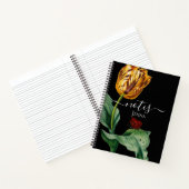 Rode & Gele Botanische Tulp op Zwart Notitieboek (Binnen)