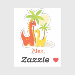 Rode Gele Dinosaurus Gepersonaliseerde Sticker voo