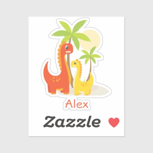 Rode Gele Dinosaurus Gepersonaliseerde Sticker voo (Vel)