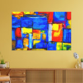 Rode, gele en blauwe Abstracte wandkunst Canvas Afdruk (Insitu (Woonkamer))