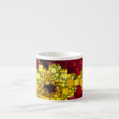 Rode, Gele en Gouden Minikistenachtergrond Espresso Kop (Voorkant)