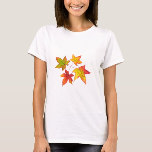 Rode gele en groene herfstbladeren t-shirt (Voorkant)