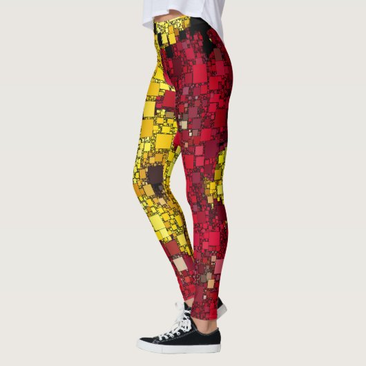 Rode, gele en schaduwen van gouden mini-dozen leggings (Links)